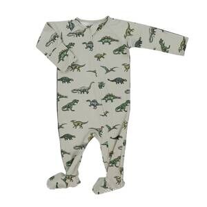 NEW SWEET BAMBOO boy's legendary zipper footies in ash dino